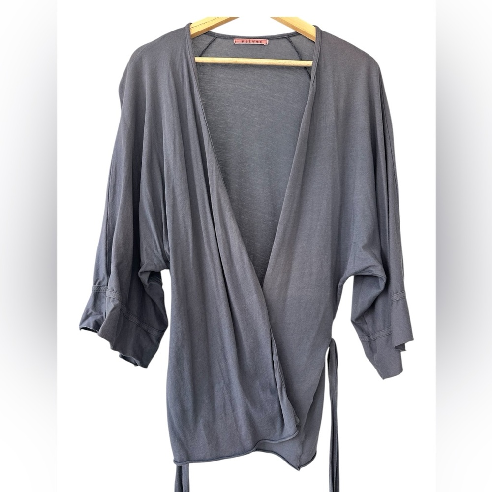 Cotton “Velvet” Brand Wrap Cardigan